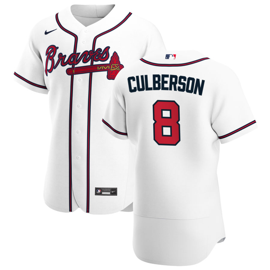 Atlanta Braves #8 Charlie Culberson Men Nike White Home 2020 Authentic Player MLB Jersey->atlanta braves->MLB Jersey